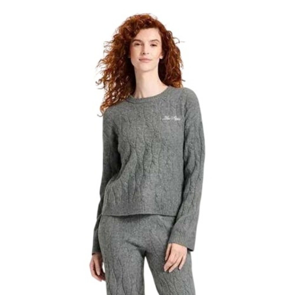 Universal Thread Women's‎ Gray Les Alpes Cable Knit Crew Neck Sweater Size S